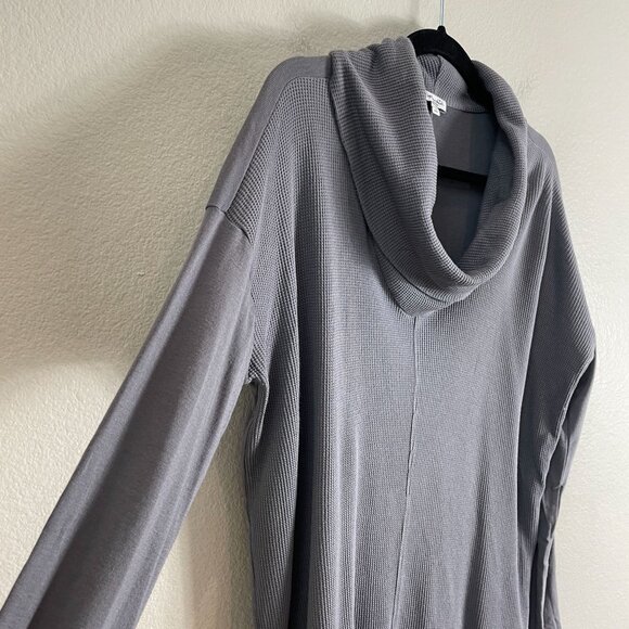 Splendid Womens Medium Gray Cowl Neck Long Sleeve Waffle Knit Top - Picture 8 of 10